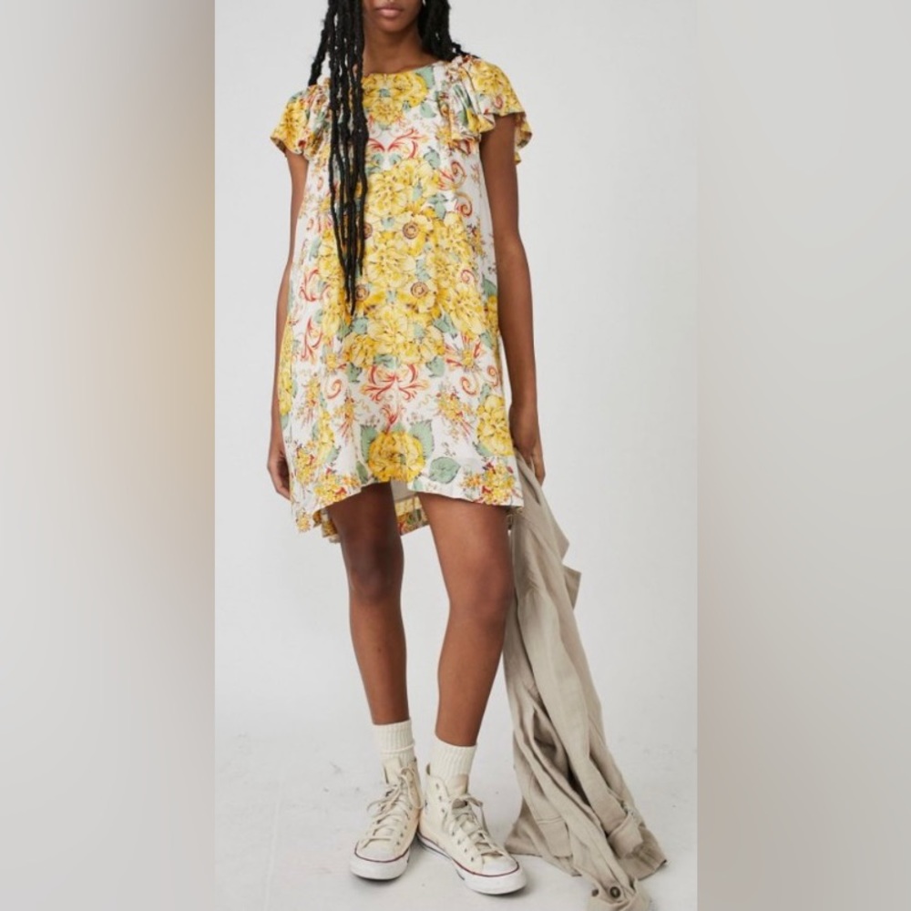 🔖 FREE PEOPLE
Yara Printed Flutter-Sleeve Floral Minidress Tea Combo OB1785306 - Picture 2 of 8